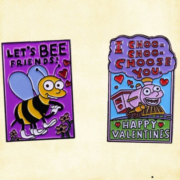 The Simpsons Valentine Card Season 4 Episode "I Love Lisa" Enamel Pin Set - Picture 1 of 14
